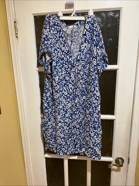 GAP Blue Floral V-Neck Midi Dress